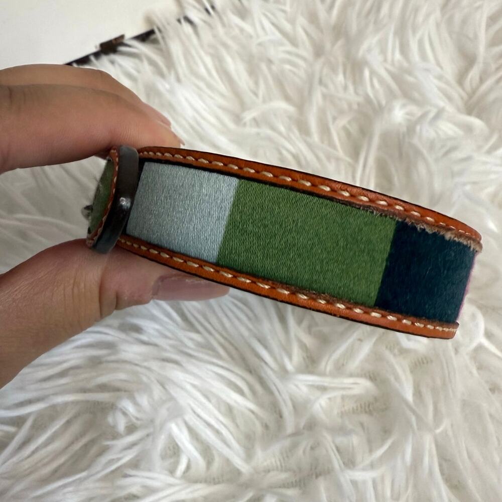 NWB y2k COACH Legacy Stripe Leather Dog Collar XS w COACH Charm Limited Ed Rare - Picture 4 of 10